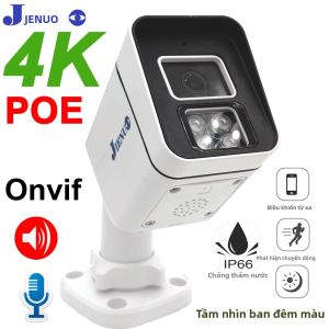Camera IP JIENUO 4K POE CCTV Ngoài Trời Chống Nước Tầm Nhìn Ban Đêm Màu Sắc 5MP 8MP Giao Thức Onvif Camera Giám Sát An Ninh Gia Đình Với Âm Thanh Hai Chiều