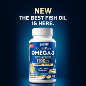 LABO Nutrition OmaxPure 1100mg rTG Omega-3 Fish Oil EPA DHA | IFOS Certified High Potency Pure & Fresh | Heart Health Brain & Active Lifestyle Mini Softgels 120s | No Fishy Burps Aftertaste