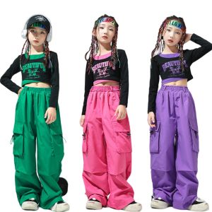 Hip Hop quần áo tập nhảy Cho dài tay cho trẻ em áo hở eo Quần quần áo thời trang Jazz quần áo khiêu vũ Thể Thao Trang Phục Giản Dị Mùa Hè 4-16 Năm