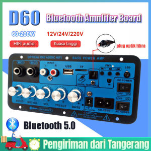 🔥Model Terbaru🔥 D60 Amplifiers Untuk 8-12 Inci Speaker AC 220V 12V 24V Penguat Bluetooth Digital Penguat Suara Stereo Papan Subwoofer Dual Mendukung USB TF Remote Control HIFI Penguat Daya Amplifier DIY Subwoofer