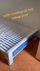 Giường sắt hộp vuông 5x10 đầu vải nhung Sang Trọng Chắc Chắn - Miễn Ship HCM/BD.
