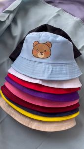 Topi Bucket Anak Peremuan Laki Laki Sablon kepala beruang 2-8 Tahun bisa pake nama