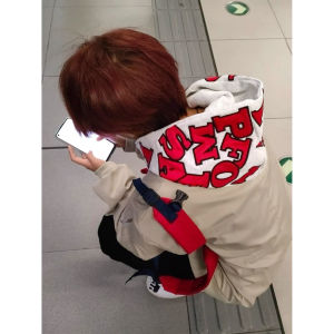 เสื้อสเวตเตอร์มีฮู้ดปักลายตัวอักษรสไตล์อเมริกัน ทรงหลวม สำหรับผู้ชาย ฤดูใบไม้ผลิและฤดูใบไม้ร่วง เสื้อคลุมกันหนาวแบบลำลอง