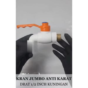 Kran Air Tembok 1/2 3/4 inch Keran Jumbo PVC PRR Drat Kuningan Engkol