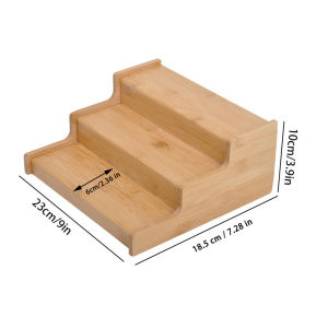 LMETJMA Cabinet Spice Rack 3 Tier Expandable Bamboo Spice Rack Kitchen Spice Shelf Organizer Seasoning Storage Stand Holder