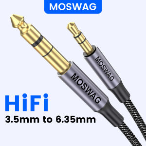 MOSWAG 3.5mm Male to 6.35mm Male TRS Stereo Audio Cable 6.35mm 1/4" Male to 3.5mm 1/8" Male Audio Cable Nylon Braid Compatible for Laptop Home Theater Devices Amplifiers and More