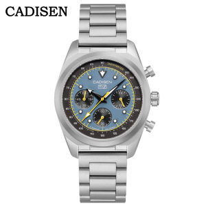 cadisen | CADISEN TI-7 MULTISYNC Titanium Moon Mens Watches Canvas Chronograph Japan VK63 Movement AR Sapphire Quartz Watch For Men Gift