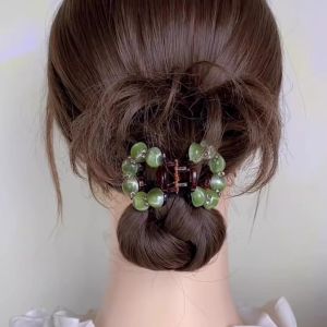 Kẹp Tóc Đuôi Ngựa Thanh Lịch Mới 2025 Kẹp Tóc Đính Đá Rhinestone Phụ Kiện Tóc Đuôi Ngựa Cao Cho Phụ Nữ