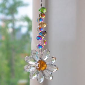 Glass Crystal Pendant Rainbow Maker Indoor Window Sunflower Sun Catcher Ornament Christmas Gift Yard Garden Decorations
