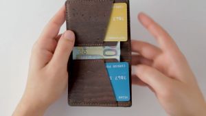 Corkor Vegan Cork Slim Wallet Dark Brown | Men Hand Made Handmade Minimalist Simple Small Thin Vertical Leather Card Walet Gift For Man Dompet 錢包