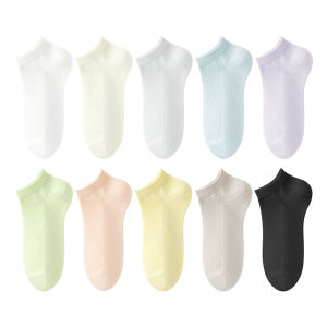 B&C.Room | Womens Short Socks 10 Pairs Cotton Bamboo House Summer Thin Mesh Breathable Antibacterial Anti-Odor Spring Autumn Style