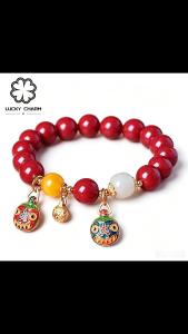 Lucky Charm Natural Agate Gold Swallowing Beast Retro Lucky Bracelet Jewelry SL20 With Jewelry Box