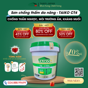 [Chính Hãng ] Sơn Sơn Chống Thấm Nhà Vệ Sinh Bể Cá Bể Âm Máng Sối TAIKO CT4 - Thùng 5 Lít - Tặng Kèm Vải Kết Cấu