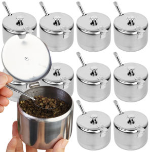 Seasoning Jar Stainless Steel Commercial Jar Condiment Lard Oil Jar Flavor Box with Lid Kitchen Household
