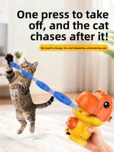 VOA | Interactive Cat Toys - Cat Teaser Stick Dinosaur Launcher Dog Frisbee Bamboo Helicopter