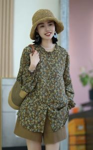 สไตล์ฝรั่งเศส ระบายอากาศได้ดี ลายดอกไม้ ผ้าไหม ผู้หญิง เสื้อเชิ้ตแขนยาว หลวม Fit หลากหลาย ทันสมัย ฤดูร้อน 2024 Triacetate Fiber