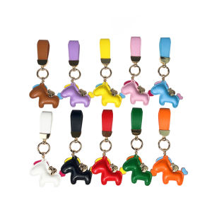 New Women Leather Charms Bag Pendant Keychain Cartoon Pony Horses Keyring Cute Animal Ornament Accessories Decoration Gift