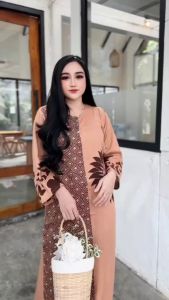Longdress Batik Cabutan Motif LAILY LD 110 PB 130 - Lengan Panjang - Busui Friendly Kancing depan - bahan rayon adem nyaman di pakai - BISA COD