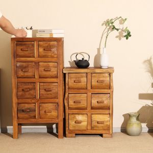 บ้านไทยแปดตู้ถังตู้ไม้เนื้อแข็งตู้ข้างเตียงวินเทจตู้ข้างเตียงห้องนั่งเล่นตู้เก็บของลิ้นชักตู้เก็บของตั้งตู้