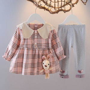 ชุดเด็กผู้หญิงแขนยาวสองชิ้น ชุดฤดูใบไม้ผลิและฤดูใบไม้ร่วง เสื้อผ้าเด็กผู้หญิง ชุดลำลอง ชุดเด็ก ชุดแฟชั่น