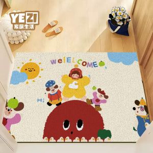 Modern Simple Entrance Door Mat Family Cartoon Full Picture Anti-Slip Door Rug Home Entrance Mud Scraping PVC Floor Carpet