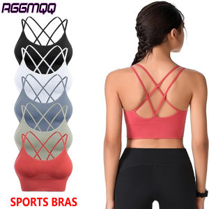 1PC Cross Back Sports Bra for Women – Padded Yoga Bralette w/Criss Cross Straps – Low Impact Workout Top for GymRunningPilates