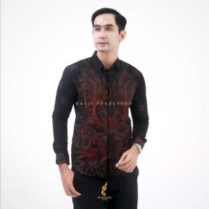 KUMBARA – Prabuseno Baju Kemeja Batik Pria Lengan Panjang Size Slimfit Mewah Bahan Katun Printing Lapis Furing Erro Handmade Kualitas Premium Jumbo Big Size Modern Halus Adem dan Nyaman Seragam Atasan Cowok Pakaian Kerja Dewasa Formal Kantor Kondangan