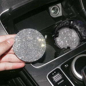 2PCS Diamond Car Coaster Water Cup Slot Non-Slip Mat Silica Gel Pad Cup Holder Mat Gadget Bling Waterproof Car Interior Accessor