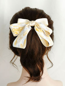 Li July Bow Hairpin Women Back Head Hairpin Headdress Head Clip Mori look Fairy Beautiful Hair Accessories Half Tie Hair Floral Headdress