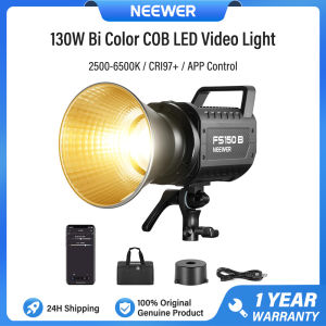 NEEWER 130W Bi Color COB LED Video Light with APP Control 72000lux/1m 2700K-6500K CRI 97+12 Effects Bowens Mount FS150B