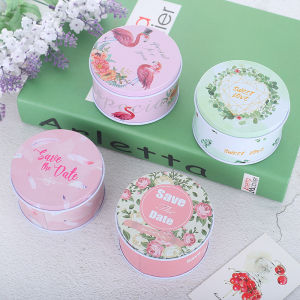 New Korean Style Wedding Candy Gift Box round Iron Box European Style Empty Box for Wedding Celebration Sweet Sugar Box Packaging