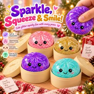 Glitter Dumpling Squishy Toys For Kids Giant Squishy Toys For Girls Squeeze Toys For Kids Slow Rising Squishy Toy Stress Relief Fidget Toy Soft Cute Gift Sensory Toy