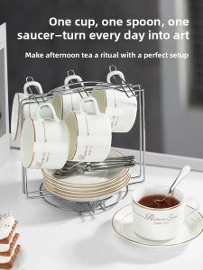 Elegant European Ceramic Coffee Cup Set Luxury Guest Tea Cup Home Use High Quality Porcelain Coffee Cups for Coffee Lovers