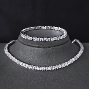 2024 New Trendy white Color bracelet bangle and Necklace Pendant Set for Women Anniversary Gift Jewelry Wholesale s7207-x7330