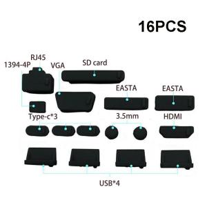 Bộ 16 Miếng Đệm Silicon Chống Bụi Cho Máy Tính Xách Tay USB Type-C HDTV RJ45 - Bộ Dụng Cụ Chống Nước Làm Sạch