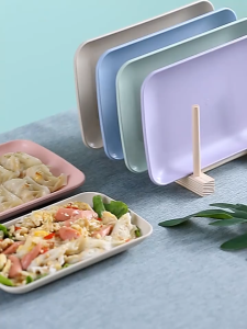 Wheat Fiber Rectangular Saucer Plate Dessert Plates Dumplings Sushi Appetizer Fruit BBQ Fish Steak Dish Unbreakable Dishware