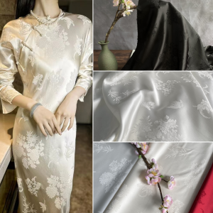 Vải Nhung Acetate Mới Mỏng Mùa Hè Thêu Họa Tiết Hoa Quần Áo Hanfu Váy Sơ Mi Quần Váy Dây Vải