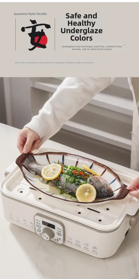 GOIF | New Home Use Steaming Japanese Large Fish Plate | Lazada