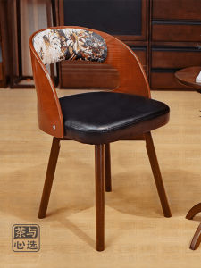 Luxurious Rotatable Real Wood Chair Modern Simplicity Backrest Bar Stool Computer Chair Dining Room Bench High Stool