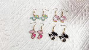 Sanrio | Cartoon Kuromi Earrings Cute Hold An Umbrella Hello Kitty Melody Ear Studs For Girls Birthday Gifts Christmas Gifts