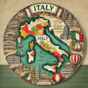 CIFbuy | CIFbuy Vintage Italy Map Aluminum Wall Art 8 Inch Waterproof Durable Rustproof Metal Sign For Living Room Porch Decor