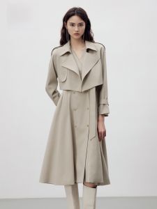 HR | Classic HR Elegant Long Womens Jacket Coat Two-Piece Set Korean Style Loose Fit Polyester Fiber Long Sleeve Double-Breasted