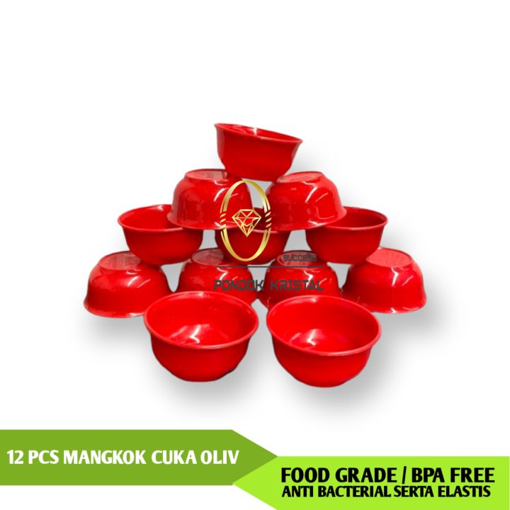 Mangkok Cuka Red Olive Anti Pecah 12 Pcs Mangkok Plastik Pempek