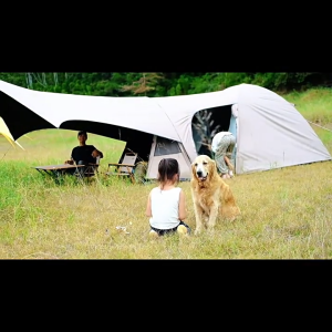 210D Coated Oxford Tunnel Tent Detachable Awning Sun Shelter 3-8 People Waterproof Camping Tent for Outdoor Group Gathering