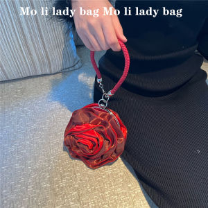 Handmade Pearl Netting Three Dimensional Rose Flower Vintage Chinese Style Small Womens Crossbody Bag Sweet Lady Style Leisure Handbag