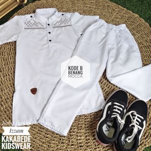Setelan Baju Muslim Putih Anak Laki-laki Set Celana Koko Anak Cowok Kakadede 4-12th Set Baju Koko Putih Polos Manasik Haji