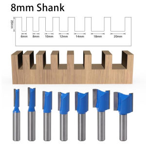 8mm Shank Woodworking Straight Router Bit 6-20mm Diameter Double Flute Grooving Milling Cutter For Wood Slotting And Processing