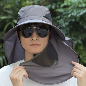 Summer Sun Hats UV Protection Outdoor Hunting Fishing Cap For Men Women Hiking Camping Visor Bucket Hat Neck Flap Fisherman Hat