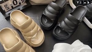 Yink Sandal Selop Wanita Jibbitz Jelly 5cm Korean Style Terbaru EVA Sendal Wanita Slip On Platform Tebal Cewek Dewasa Elegan Ootd Casual