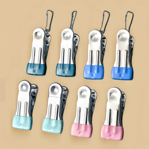 Stainless Steel Clothes Drying Clamp Single Clothes Hanger Windproof Sock Clip Fixed Clothes Clamp Household Small Clip